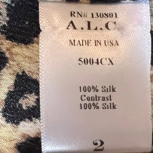 A.L.C. Silk Leopard Print Short Sleeve Top – Size 2 - Picture 7 of 8